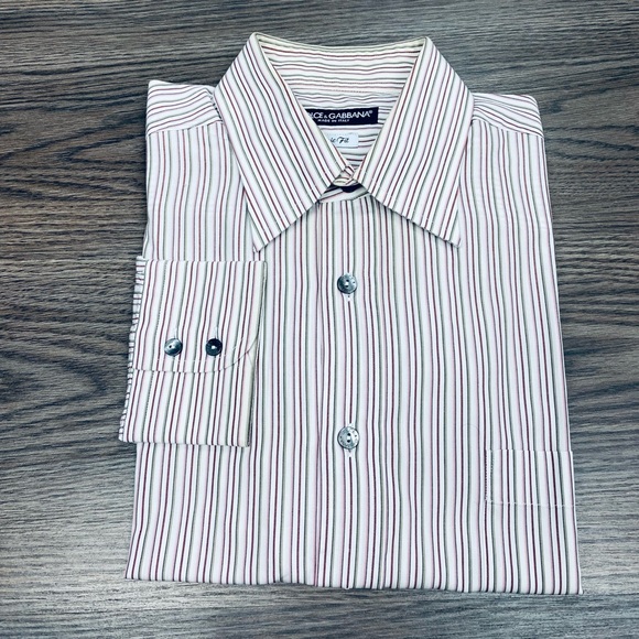 Dolce & Gabbana White w/ Red & Tan Stripe Shirt L